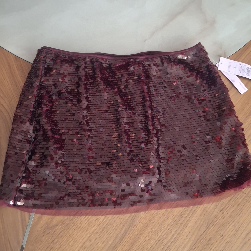 Wild Fable Sequin Burgundy Skirt